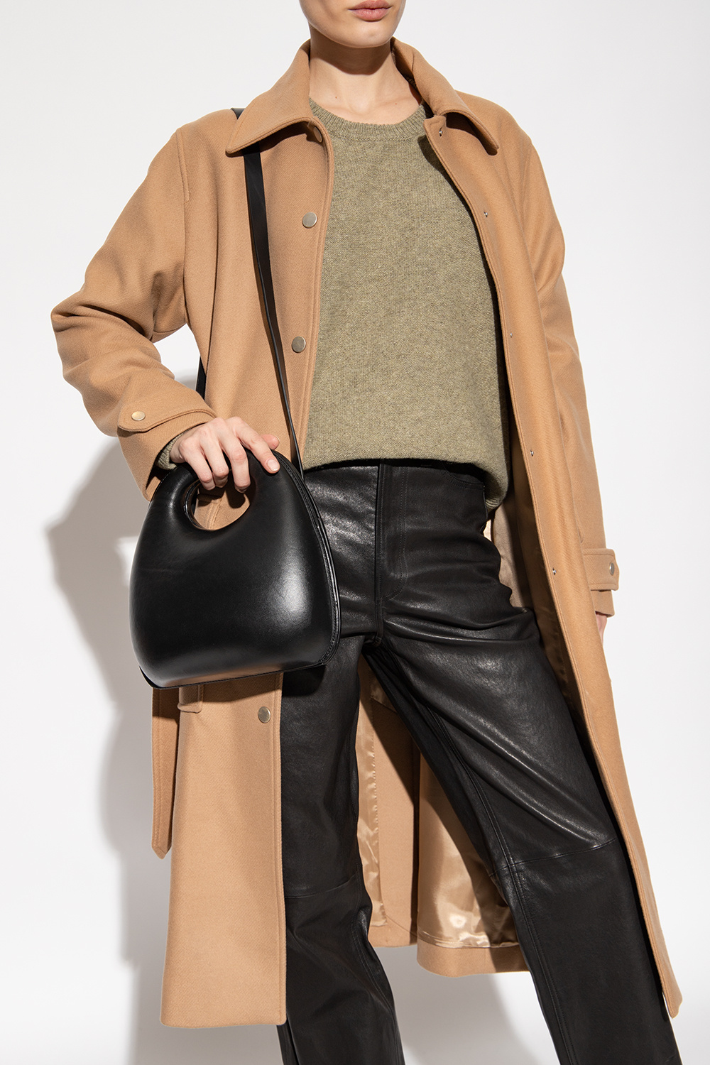 Black 'Egg' leather shoulder bag Lemaire - Vitkac Canada